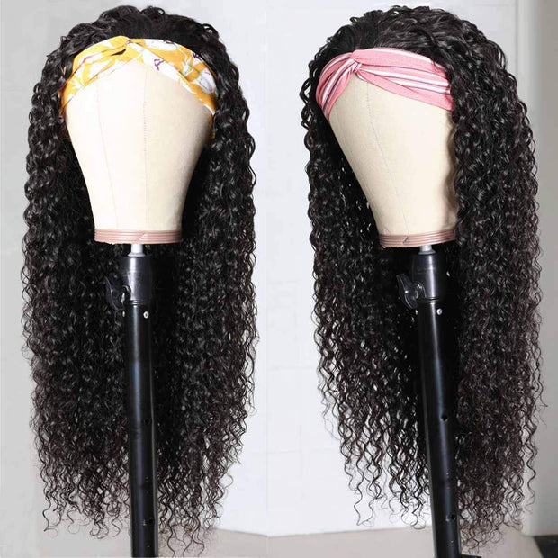 150% Density Full Texture Headband Human Hair Wigs Full Machine Made Full Looking Lace Wig