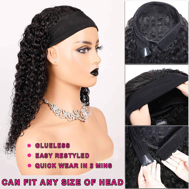 150% Density Full Texture Headband Human Hair Wigs Full Machine Made Full Looking Lace Wig