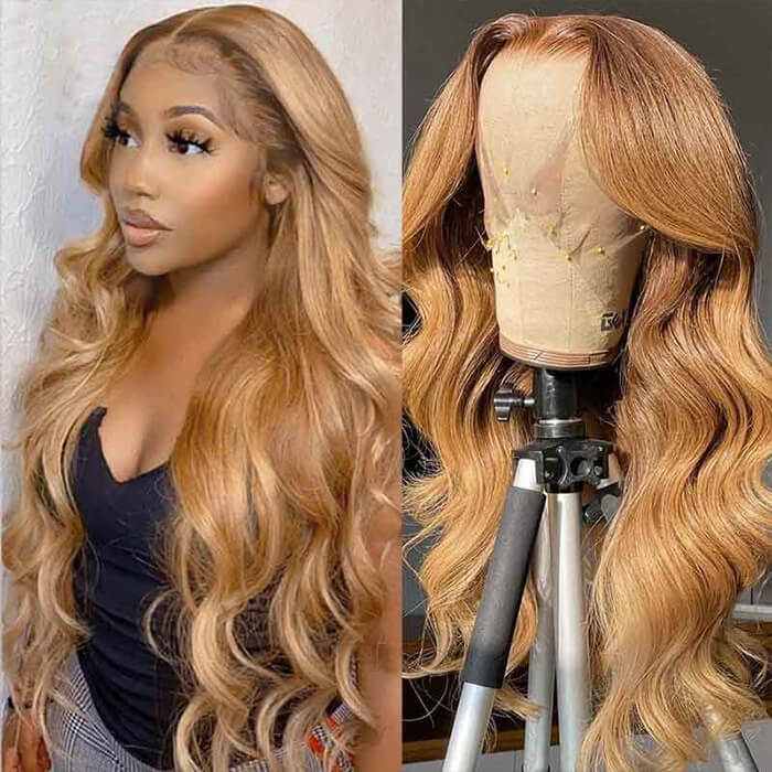 27 honey blonde body wave hd lace wig