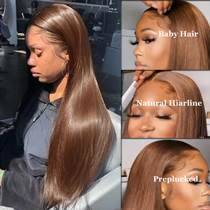#4 chocolate brown straight hd lace wig