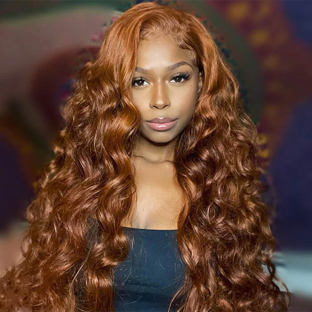 #30 Auburn Brown Hair Colored Human Hair Wigs Loose Wave 13x4 13x6 HD Lace Frontal Wigs