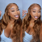 #30 Light Auburn Brown Wigs Straight & Body Wave Colored Human Hair Wigs 13*4 HD Lace Wigs