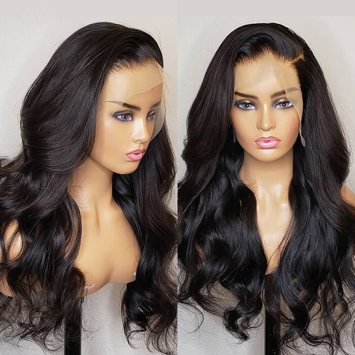 Body Wave 13*4 HD Transparent Lace Front Wigs 100% Human Hair Pre Plucked