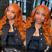Ginger Orange Wig 13*4 Transparent HD Lace Human Hair Wigs Pre Plucked Hairline