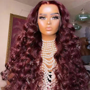99J Burgundy Colored Human Hair Wigs Loose Wave 13x4 13x6 HD Lace Frontal Wigs