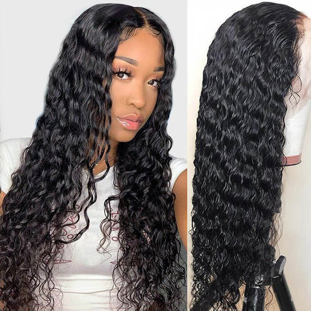 Water Wave Hair 13*4 HD Lace Front Wigs Glueless Transparent Lace Wig Pre-plucked Hairline