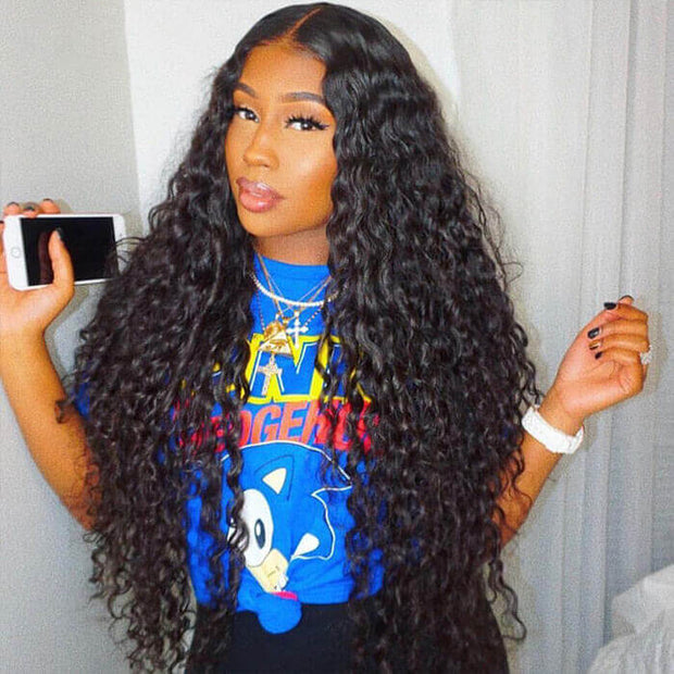 Water Wave Hair 13*4 HD Lace Front Wigs Glueless Transparent Lace Wig Pre-plucked Hairline