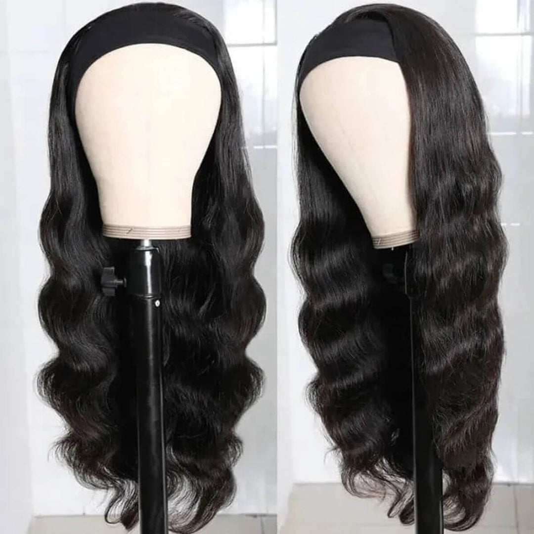 Headband Wig Human Hair Body Wave 20 Inch Glueless None - View #4
