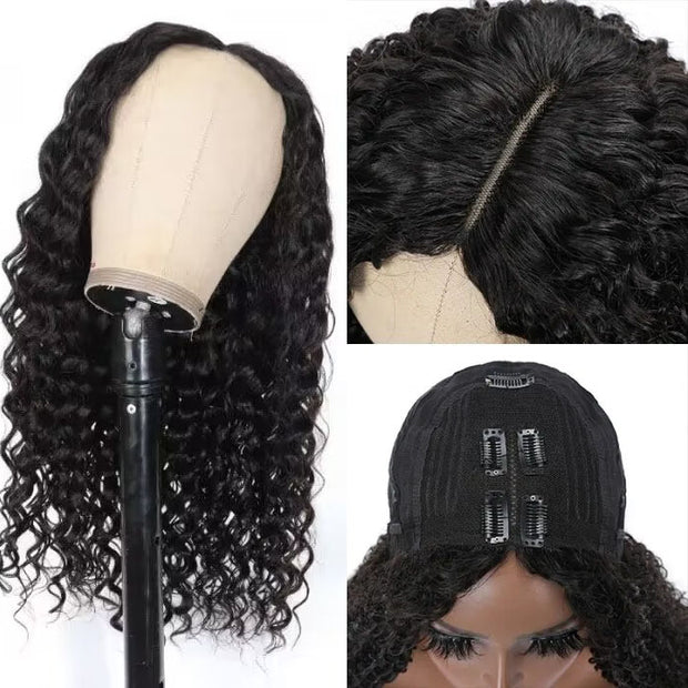 No Leave Out V/U Part Wig Deep Wave Human Hair Wigs Beginnger Friendly Easy Install