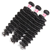Peruvian Deep Wave Virgin Hair Weave 3 Bundles With 13*4 Lace Frontal