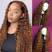 Deep Wave #30 Chestnut Brown Colored Lace Front Wigs 13*4 13*6 HD Lace Human Hair Fall Color Wigs Women