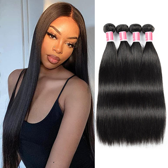 Malaysian Straight Hair 3/4 Bundle Deals Unprocessed Virgin 