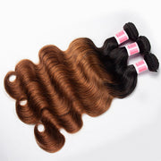 Ombre T1b/30 Body Wave 3 Bundles with Closure Free Part Virgin Human Hair Free Part