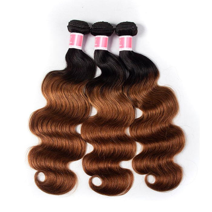 Ombre T1b/30 Body Wave 3 Bundles with Closure Free Part  display picture 2