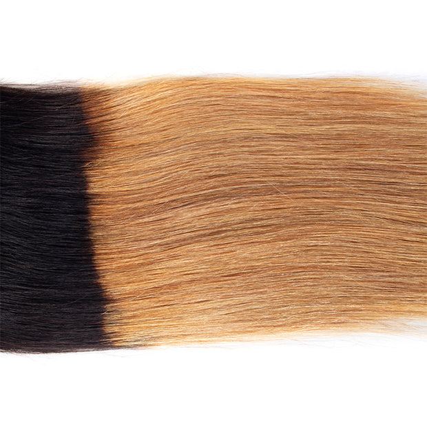 Ombre T1B/27 Straight Hair Free Part 4x4 HD Transparent Lace Closure 100% Human Hair Lace Closure