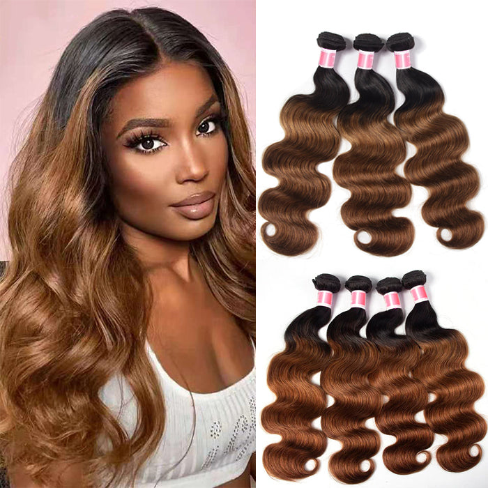Ombre Malaysian Virgin Hair Body Wave 3/4 Bundles Deal Two Tone 1B/30 Human Hair Weave Extensions