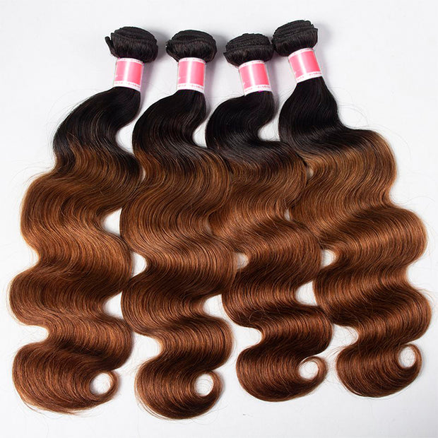 Ombre Malaysian Virgin Hair Body Wave 3/4 Bundles Deal Two Tone 1B/30 Human Hair Weave Extensions