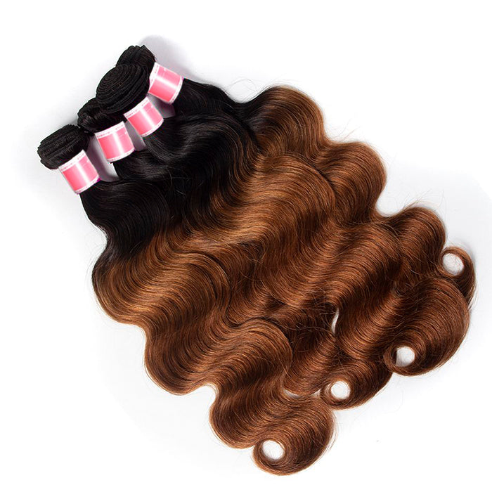 Ombre Malaysian Virgin Hair Body Wave 3/4 Bundles Deal Two Tone 1B/30 Human Hair Weave Extensions