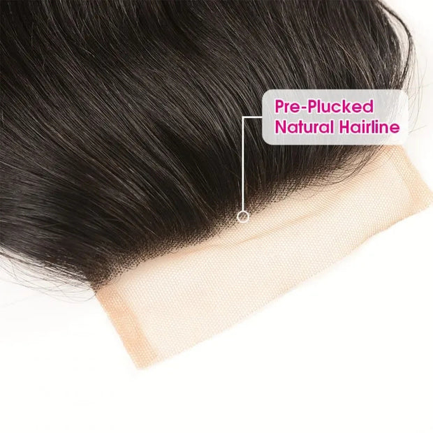 T1B/4/27 Ombre Body Weave Hair Free Part 4x4 HD Transparent Lace Closure Virgin Human Hair
