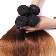 T1B/4/27 Ombre Peruvian Straight Human Hair 3/4 Bundles 10A Unprocessed Virgin Hair Weave Bundles