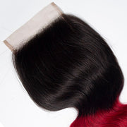 Ombre T1B/99J Body Wave 4x4 Free Part HD Transparent Lace Closure 1 Piece