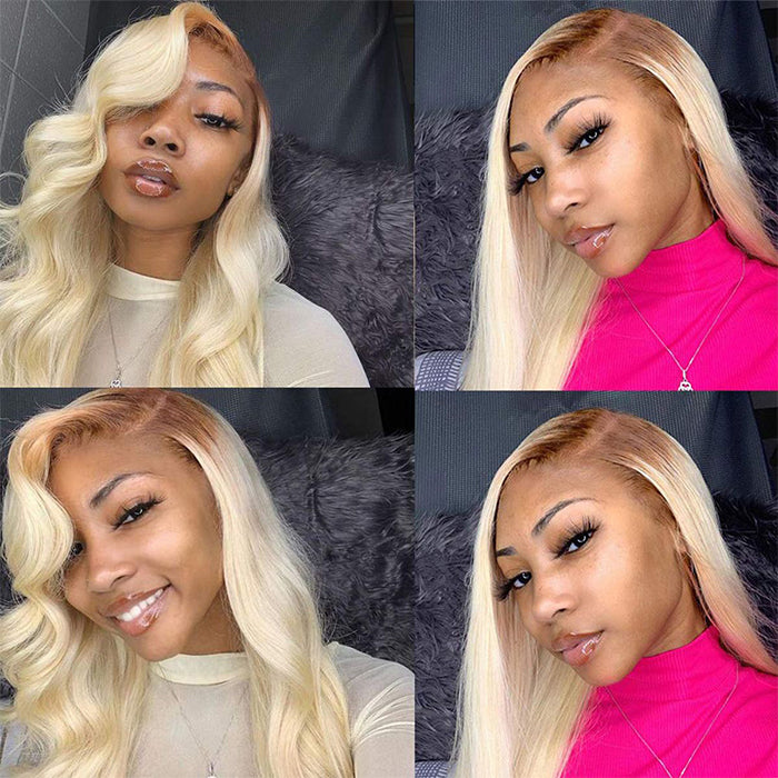 613 Blonde Wig with Brown Roots Ombre 4/613 Color 13x4 HD  display picture 2