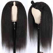 V/U Part Wig Natural Kinky Straight Glueless Wigs 100% Human Hair Meets Real Scalp Natural Density