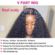 Glueless V/U Part Jerry Curly Wig No Leave Out Affordable Human Hair Wig Beginner Friendly