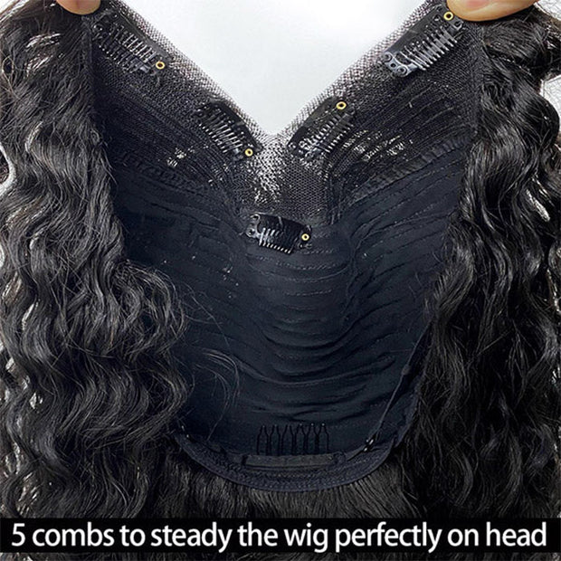 Water Wave V/U Part Human Hair Wigs No Leave Out Beginnger Friendly Easy Install
