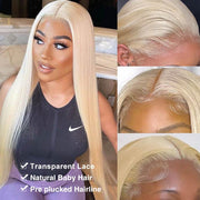 613 Blonde Straight Lace Front Wigs Pre Plucked HD Lace Human Hair Wigs For Women