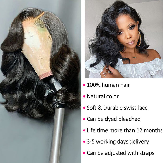 Body Wave Short bob Wigs 13x4 Lace Front Wigs Human Hair 100% Real Human Hair Wig Pre Plucked