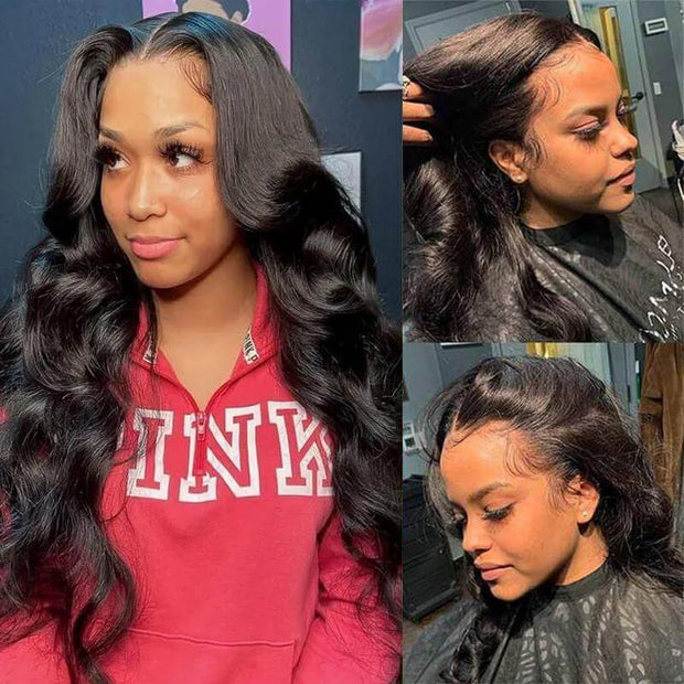 Body Wave 13*4 HD Transparent Lace Front Wigs 100% Human Hair Pre Plucked