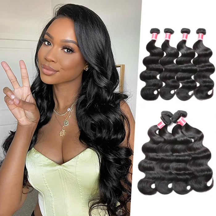 Peruvian Body Wave 3/4 Bundle Deals Unprocessed Virgin Human Hair Extensions In Stock