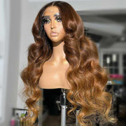 T4/27 Ombre Brown Body Wave Frontal Wigs Glueless 13x6 5x5 HD Lace Front Human Hair Wigs