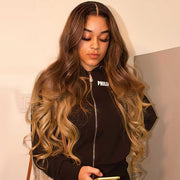 T4/27 Ombre Brown Body Wave Frontal Wigs Glueless 13x6 5x5 HD Lace Front Human Hair Wigs