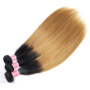 Ombre T1b/27 Brazilian Remy Straight Hair 3 Bundles Unprocessed 100% Human Hair Weave