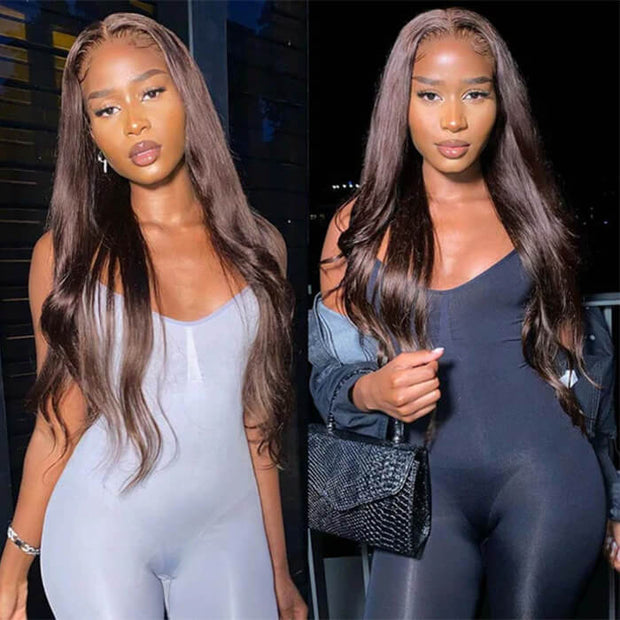 #4 Chocolate Brown Colored Human Hair Wigs 13*4 HD Lace Front Wigs