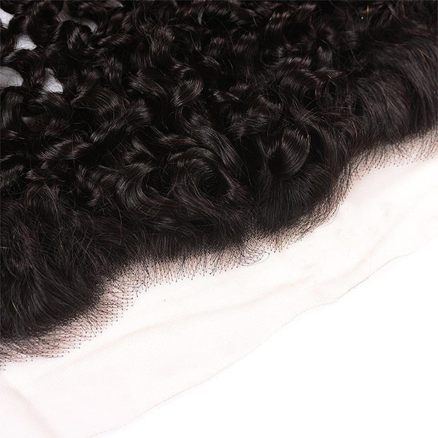 Malaysian Curly Hair 4 Bundles With 13X4 Ear To Ear Lace Frontal Natural Color
