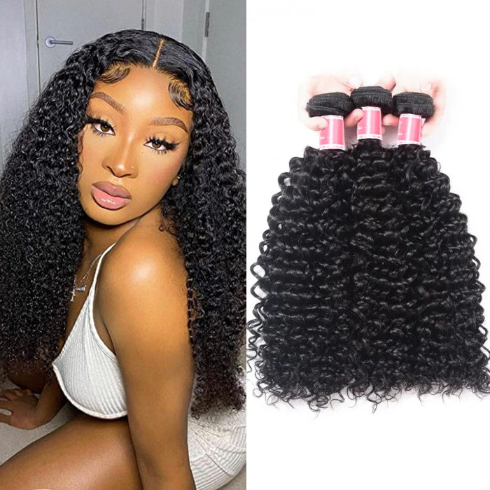 Malaysian Curly Hair 3/4 Bundle Deals Unprocessed Virgin Human Hair Bundles Natural Black Color