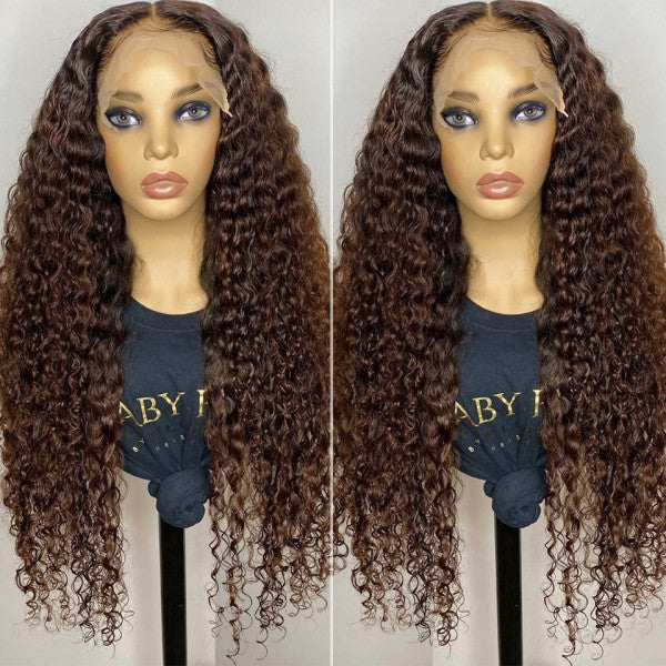 #4 Chocolate Brown Wig 13x6 HD Transparent Lace Frontal Wigs Pre-Colored Human Hair Wigs