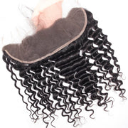 Peruvian Deep Wave Virgin Hair Weave 3 Bundles With 13*4 Lace Frontal
