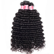 Peruvian Deep Wave Virgin Hair Weave 3 Bundles With 13*4 Lace Frontal