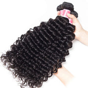 Brazilian Deep Wave Virgin Hair Weave 3 Bundles With 13*4 Lace Frontal