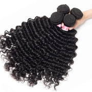 Brazilian Deep Wave 4 Bundles with 4*4 Lace Closure Virgin Human Hair