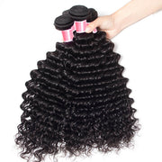 Brazilian Deep Wave 4 Bundles with 4*4 Lace Closure Virgin Human Hair