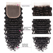 Brazilian Deep Wave 4 Bundles with 4*4 Lace Closure Virgin Human Hair