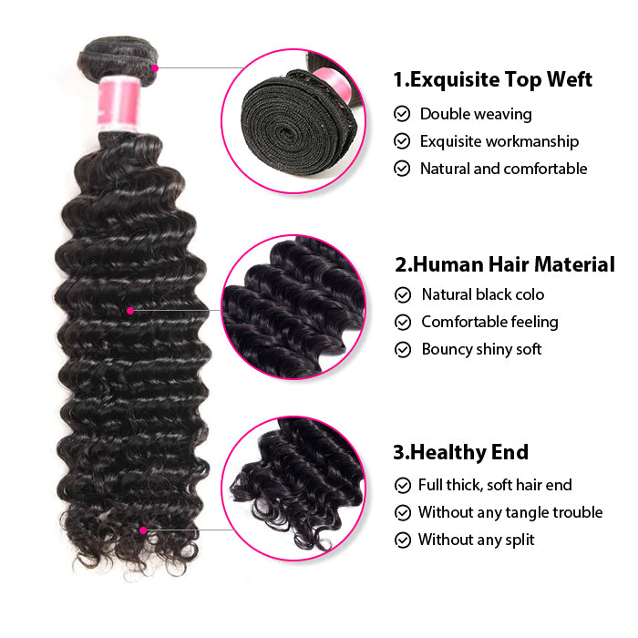 One Bundle Sale Deep Wave Bundles 100% Unprocessed Virgin Human Hair