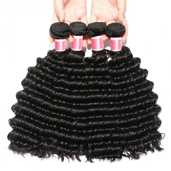 Peruvian Deep Wave 3/4 Bundle Deals Unprocessed Virgin Human Hair Extensions In Stock