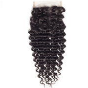 Peruvian Deep Wave 4 Bundles with 4*4 Closure Soft Unprocessed Virgin Human Hair