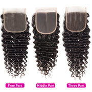 Peruvian Deep Wave 4 Bundles with 4*4 Closure Soft Unprocessed Virgin Human Hair